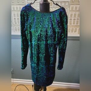 Blue/green sequin dress